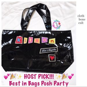 ✨NWT✨ KITSON Los Angeles Black Vinyl Lrg. TOTE BAG